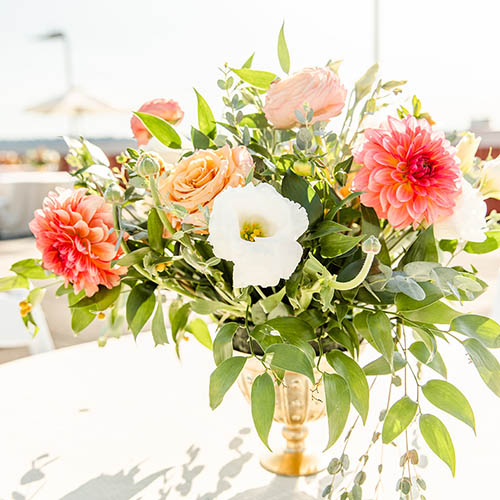 pink and white floral arrangement